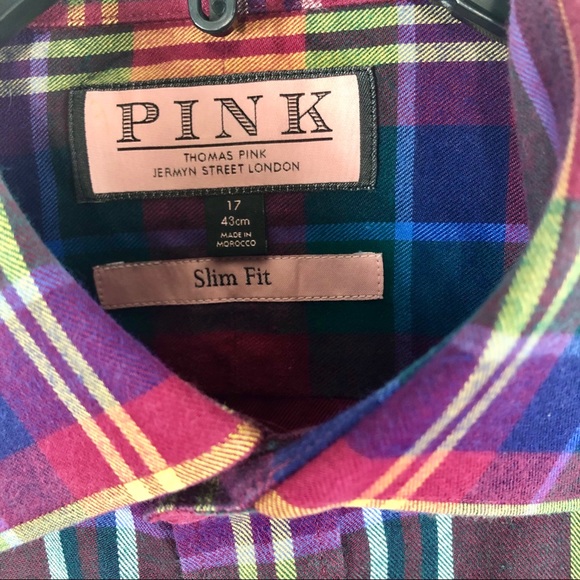 Thomas Pink Men’s Plaid Button Down Shirt - Picture 3 of 4
